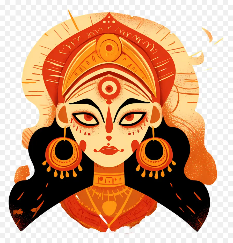 Dussehra，Cara De Diosa Con Joyas PNG