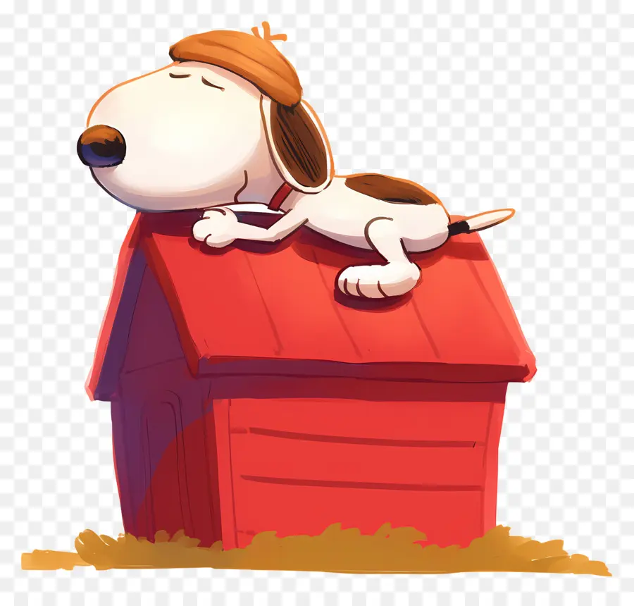 Snoopy Durmiendo，Perro De Dibujos Animados En Casa Roja PNG