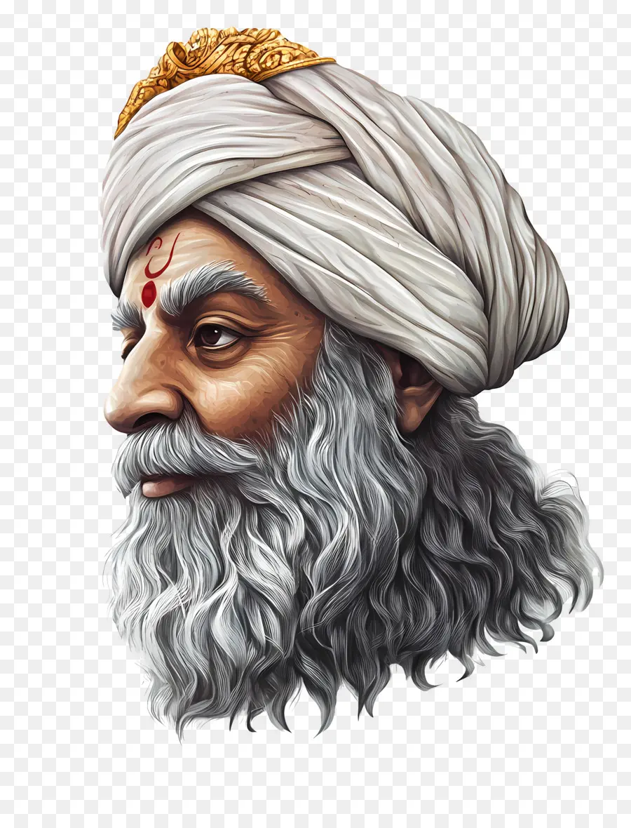 Gurú Nanak Jayanti，Anciano Con Turbante PNG