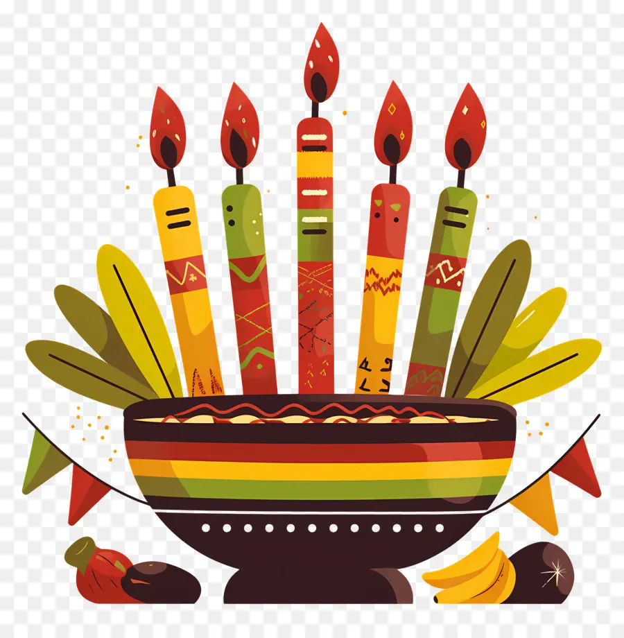 Feliz Kwanzaa，Velas Y Frutas PNG