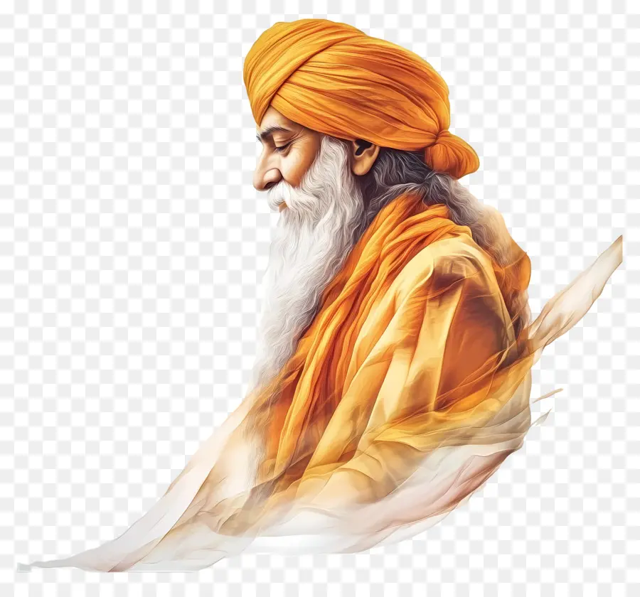 Gurú Nanak Jayanti，Figura Espiritual Vista Lateral PNG