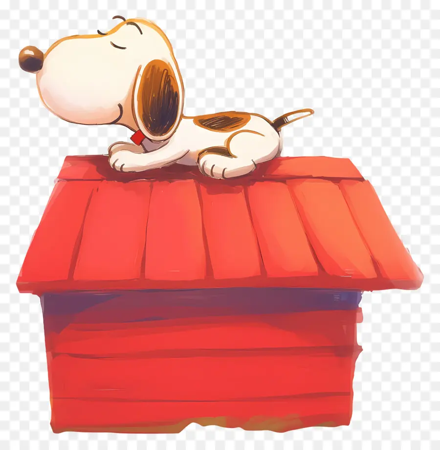 Snoopy Durmiendo，Perro De Dibujos Animados En Casa Roja PNG