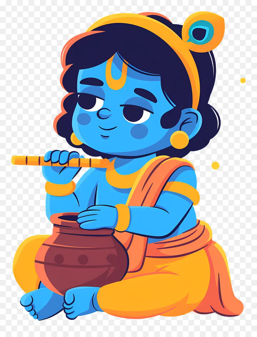 Bebe Krisna，Niño Azul Con Flauta PNG