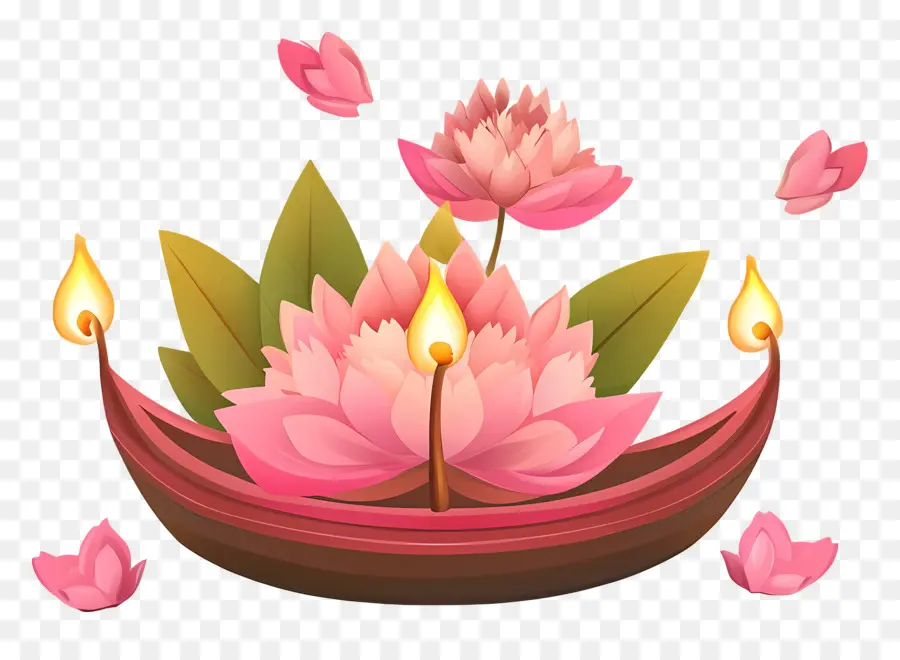 Feliz Karthika Purnima，Loto Y Velas PNG