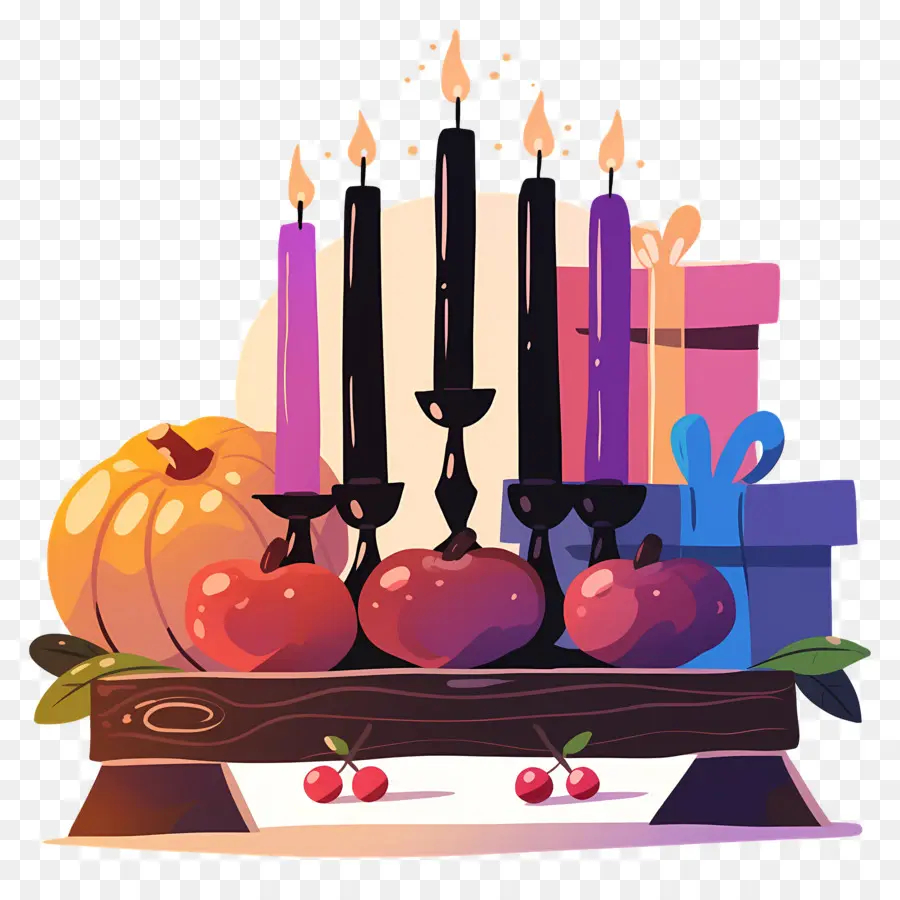 Feliz Kwanzaa，Velas Y Manzanas PNG