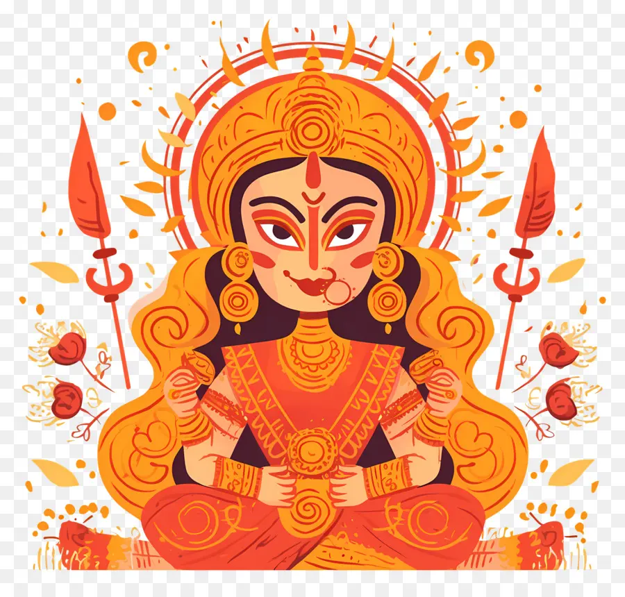 Dussehra，Ilustración De La Diosa Ardiente PNG