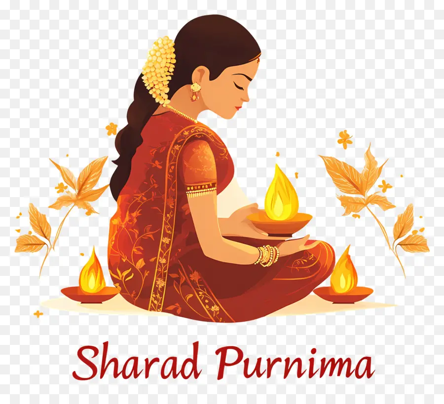 Sharad Purnima，Mujer En Traje Tradicional PNG