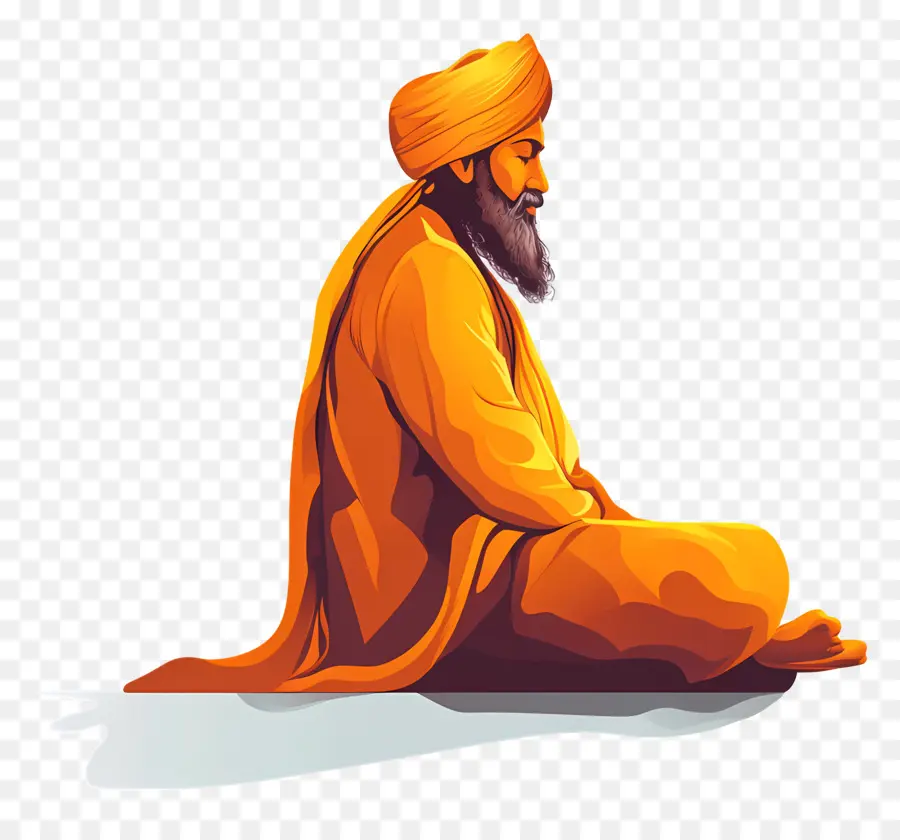 Gurú Nanak Jayanti，Figura Meditando Vista Lateral PNG