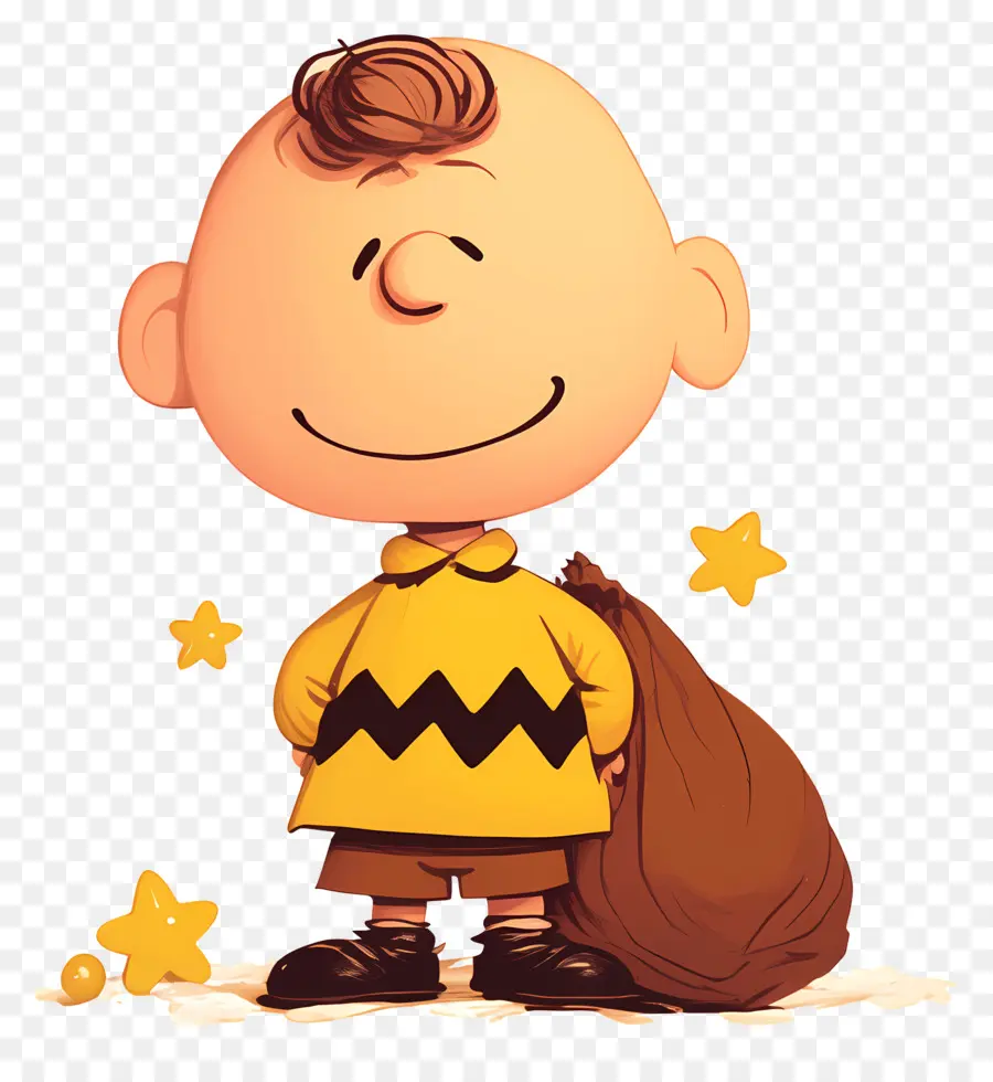 Charlie Marrón，Niño De Dibujos Animados Con Bolso PNG