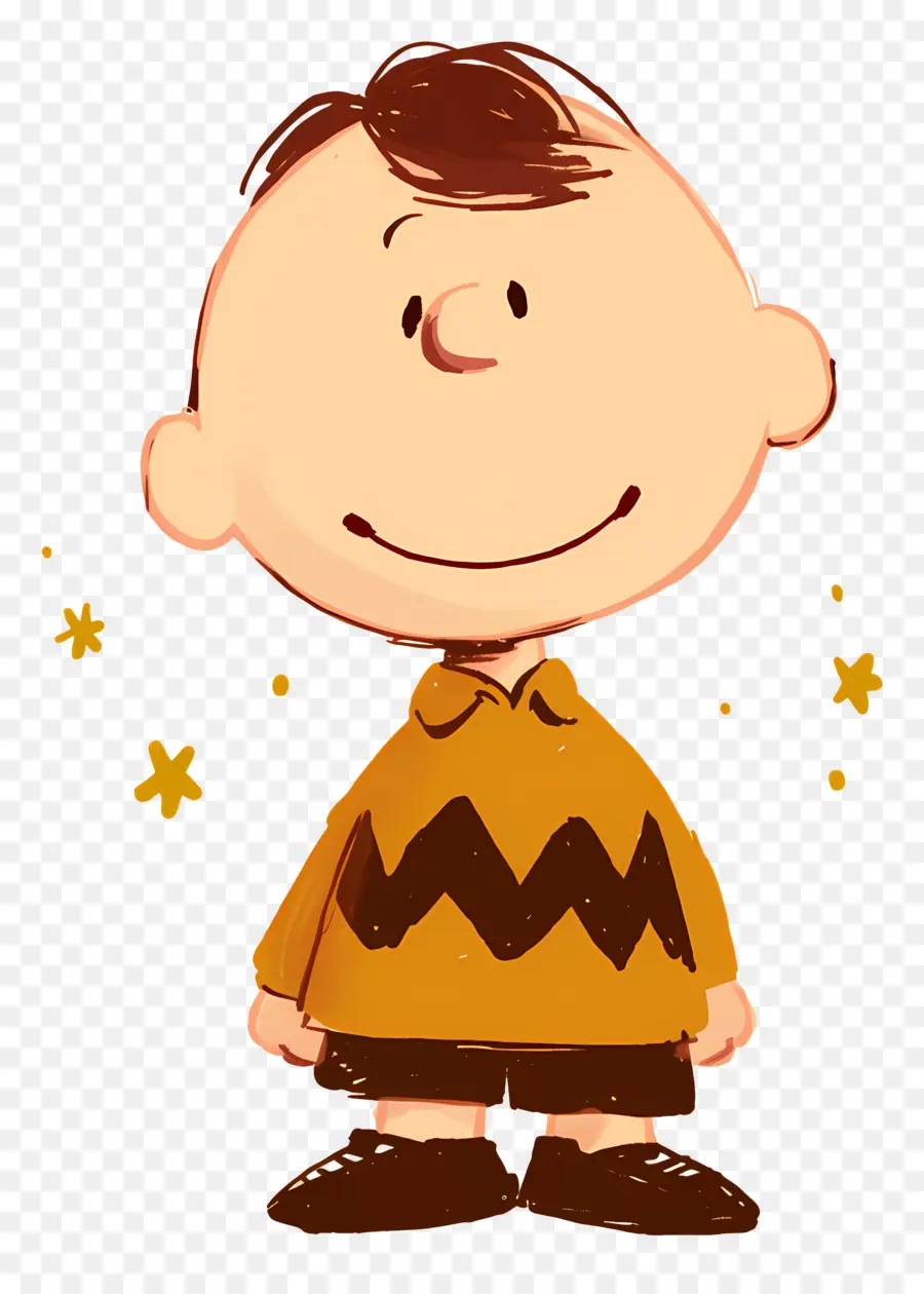 Charlie Marrón，Niño De Dibujos Animados Con Camisa Amarilla PNG