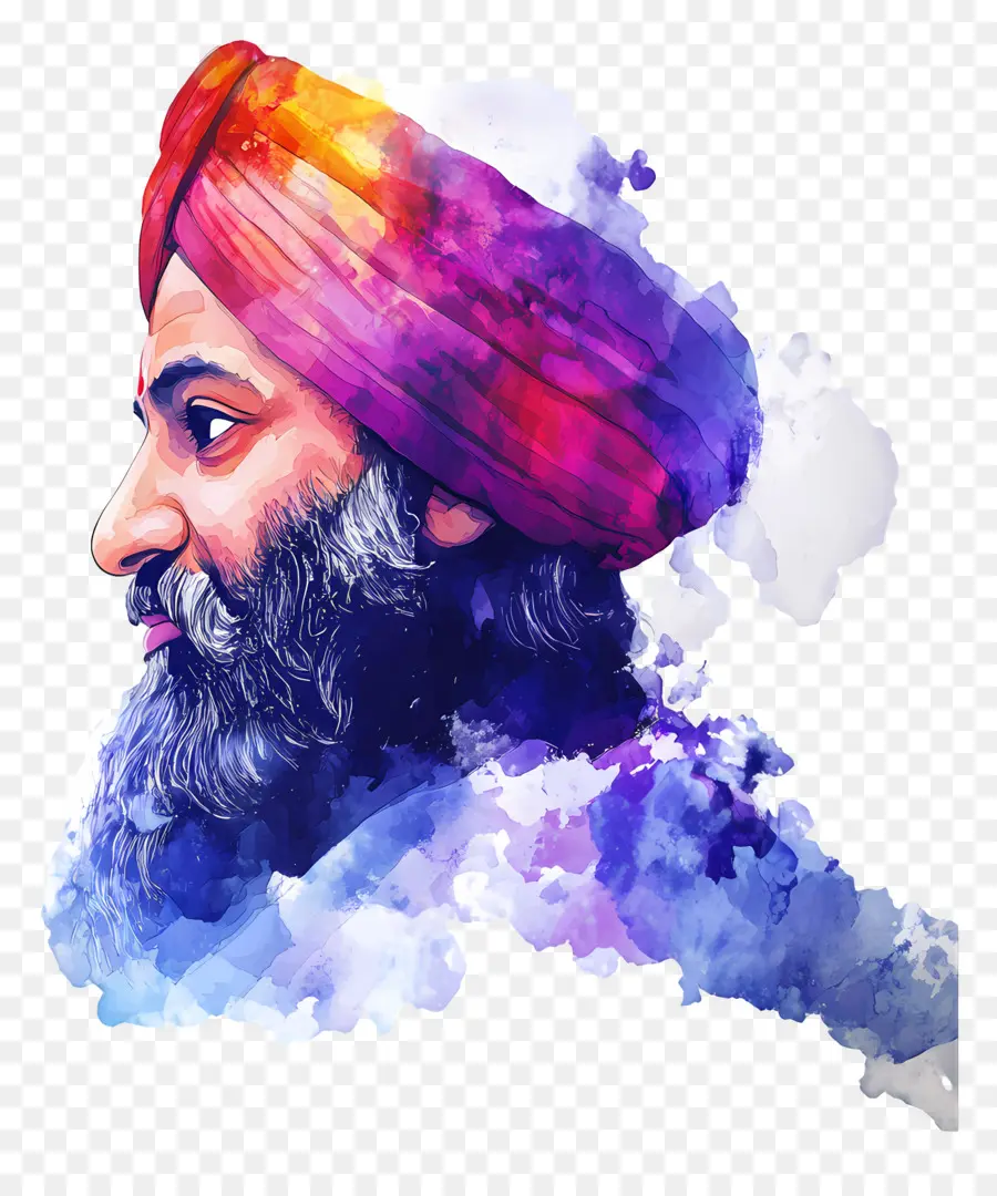 Gurú Nanak Jayanti，Retrato En Acuarela PNG