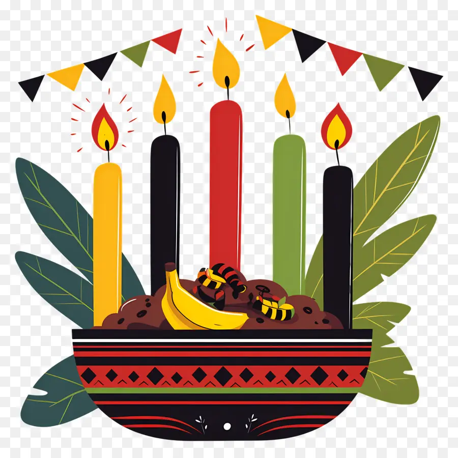 Feliz Kwanzaa，Velas En Un Tazón PNG