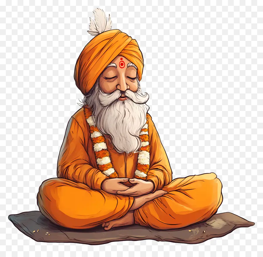 Gurú Nanak Jayanti，Figura Meditando PNG