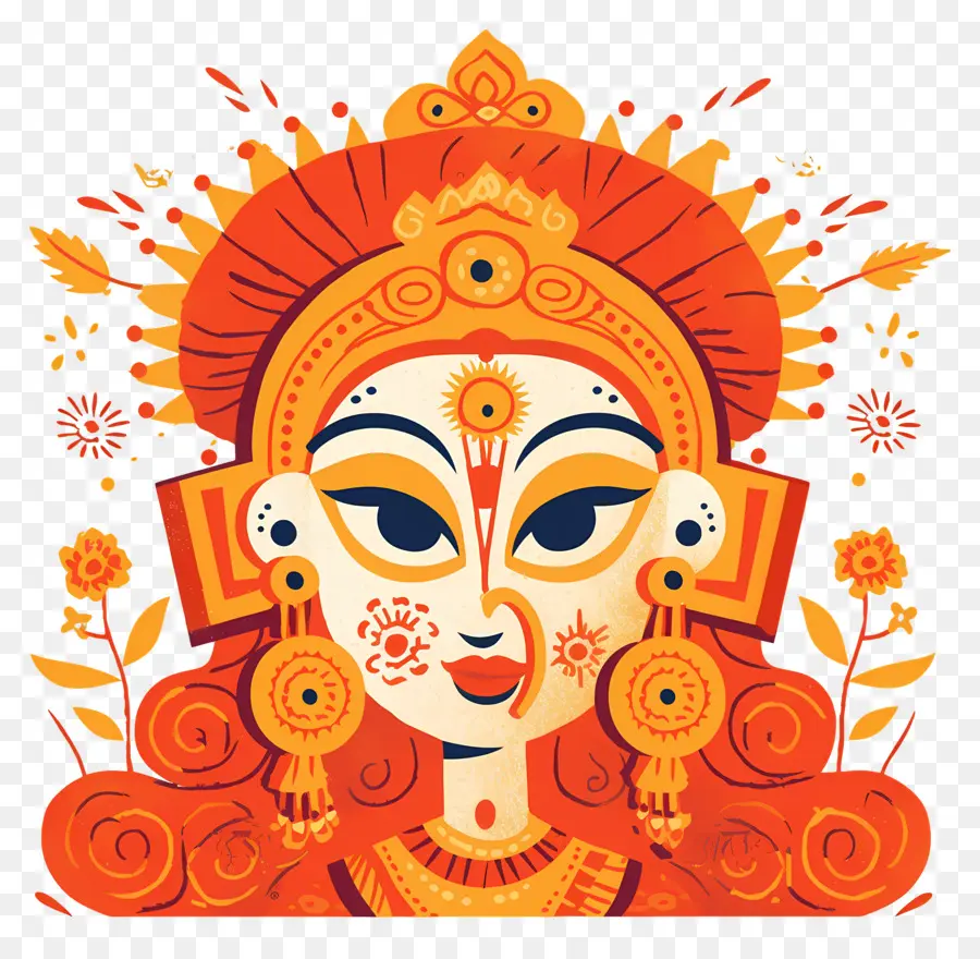 Dussehra，Ilustración De La Diosa Vibrante PNG