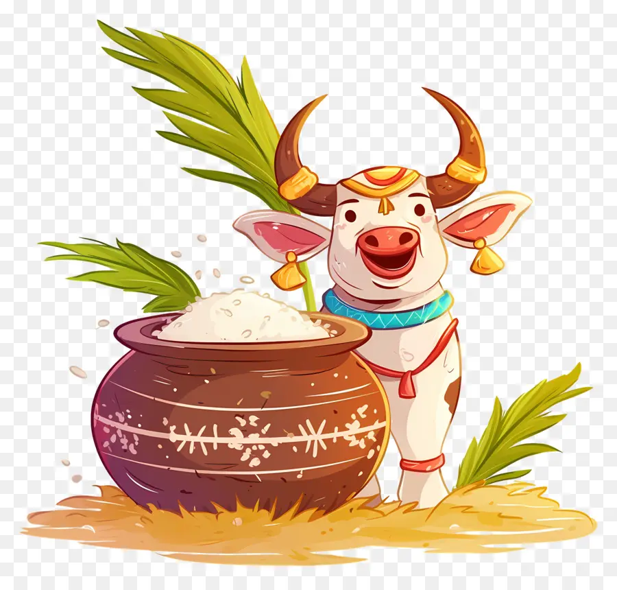 Pongal，Vaca Con Olla De Arroz PNG