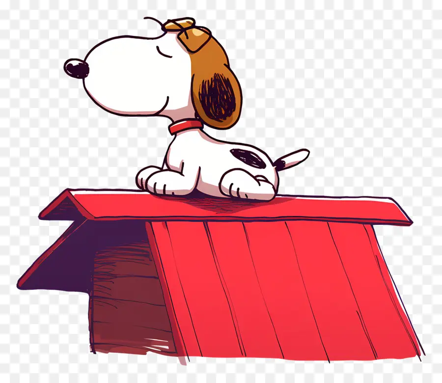 Snoopy Durmiendo，Perro De Dibujos Animados En Casa Roja PNG