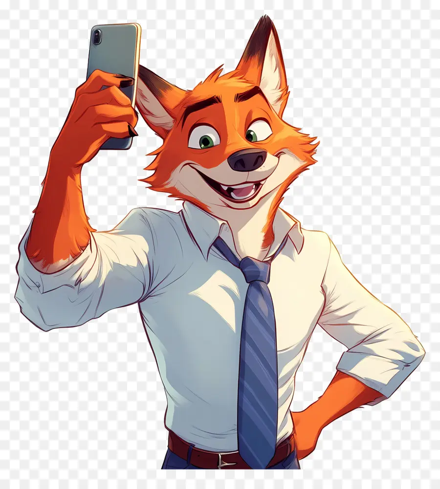 Nick Wilde，Zorro Tomando Selfie PNG