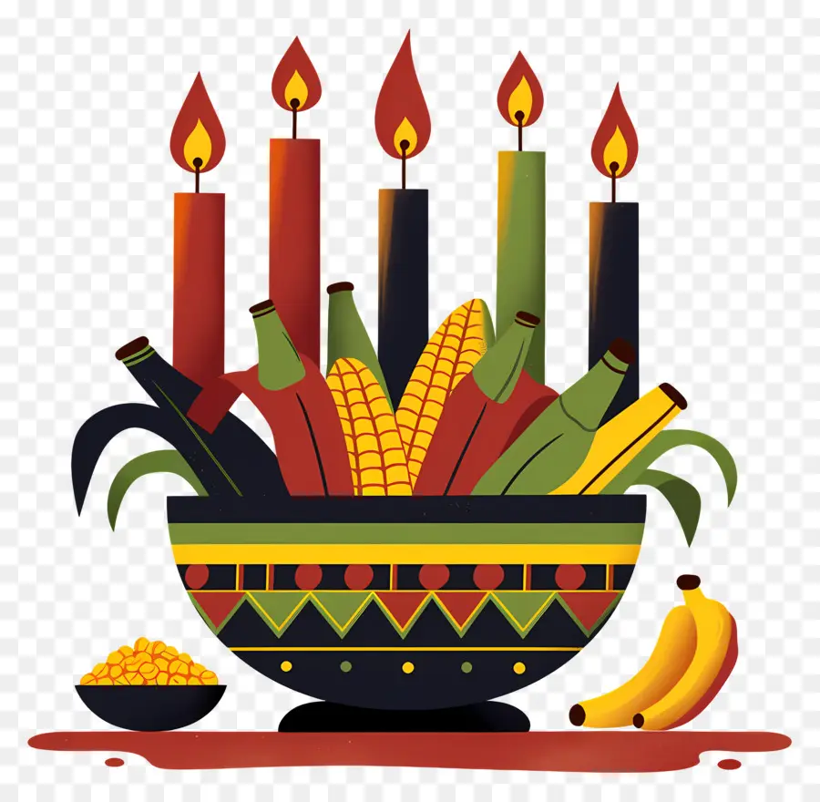 Feliz Kwanzaa，Velas Y Maíz PNG