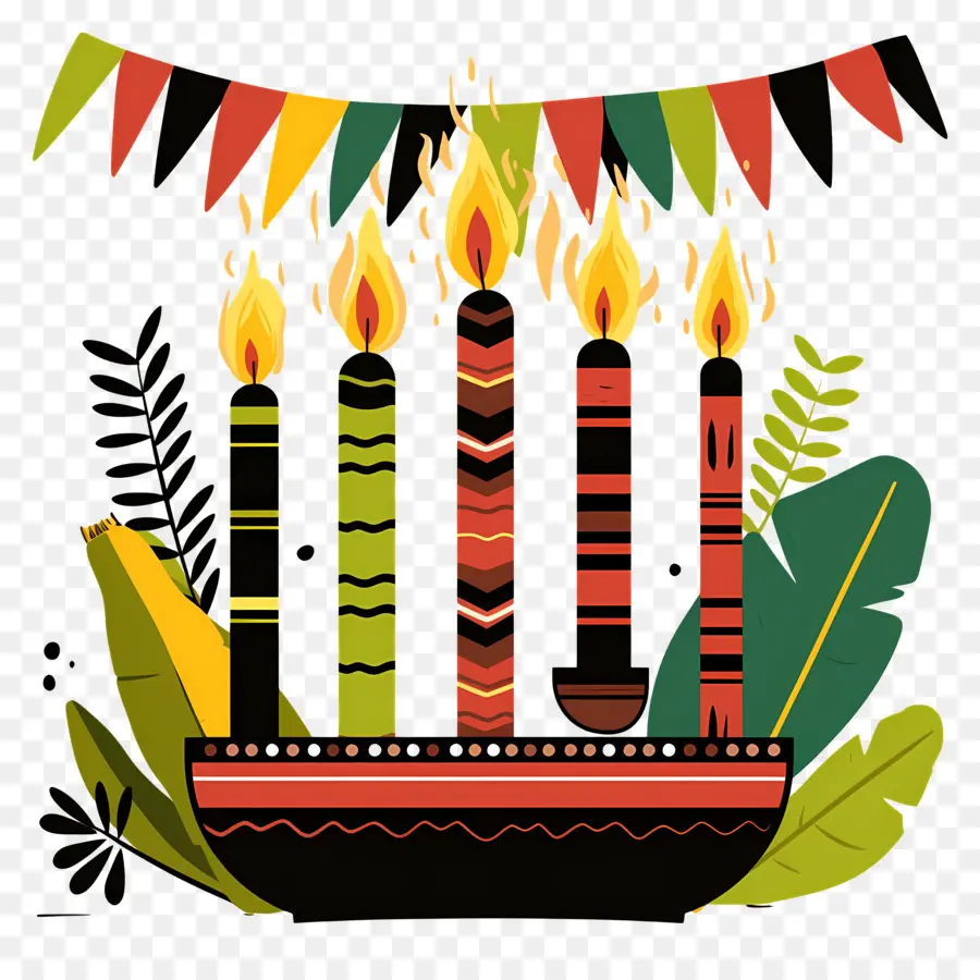 Feliz Kwanzaa，Velas En Un Tazón PNG