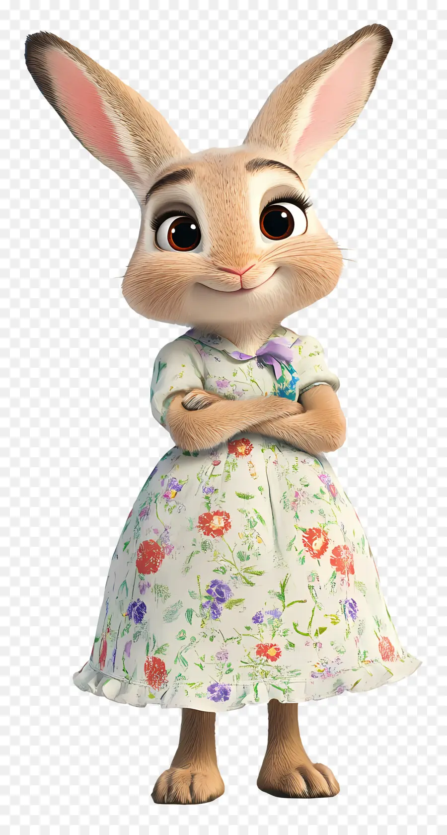 Judy Hopps，Conejo De Dibujos Animados Con Vestido Floral PNG