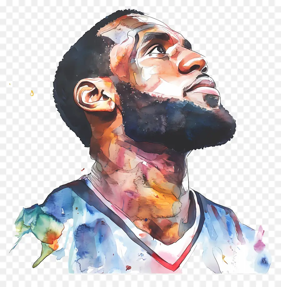 Lebron James，Retrato En Acuarela PNG