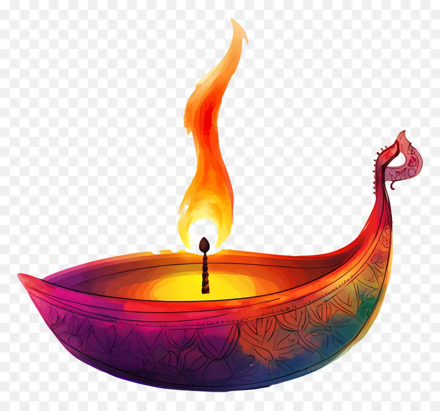 Karthika Purnima，Diya Colorida PNG