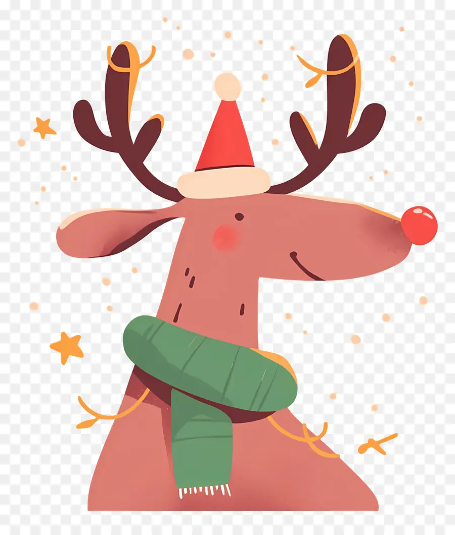 Ciervo De Navidad，Reno Con Gorro De Papá Noel PNG