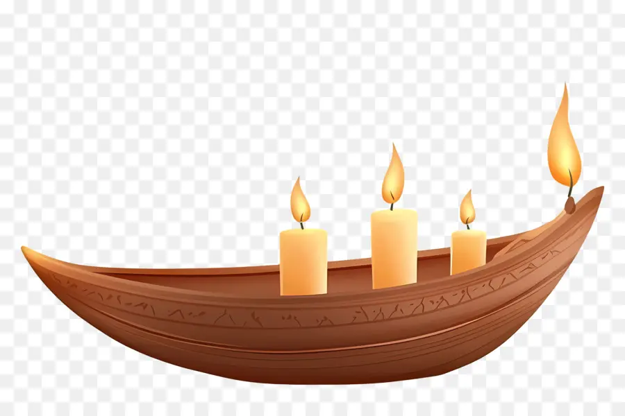 Feliz Karthika Purnima，Barco De Velas De Madera PNG