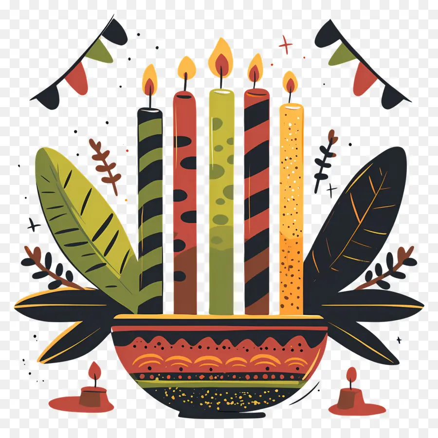 Feliz Kwanzaa，Velas En Un Tazón PNG