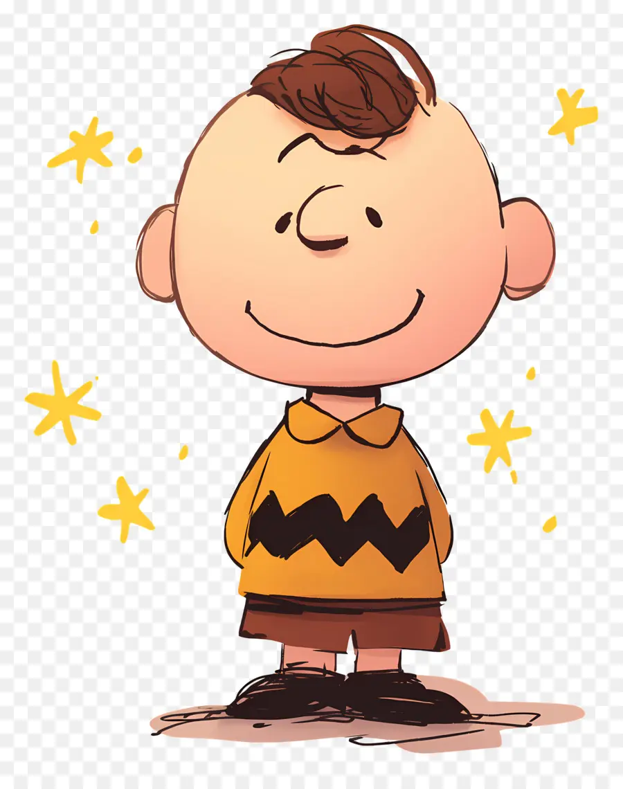 Charlie Marrón，Niño De Dibujos Animados Con Camisa Amarilla PNG