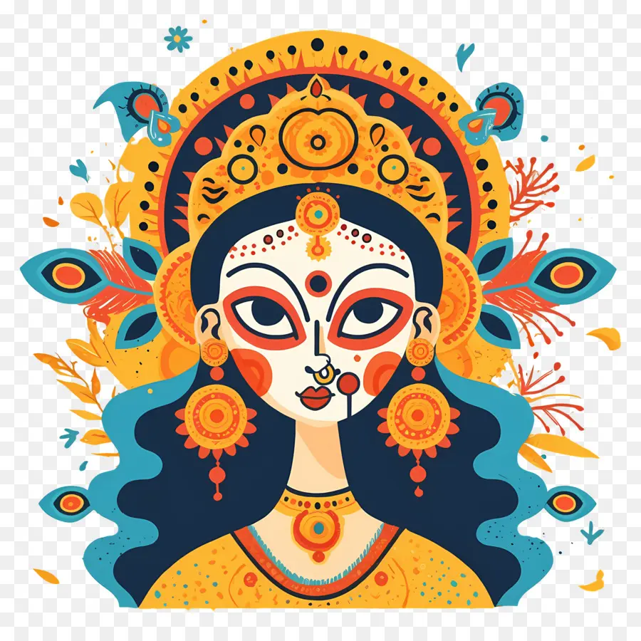 Dussehra，Ilustración Colorida De La Diosa PNG