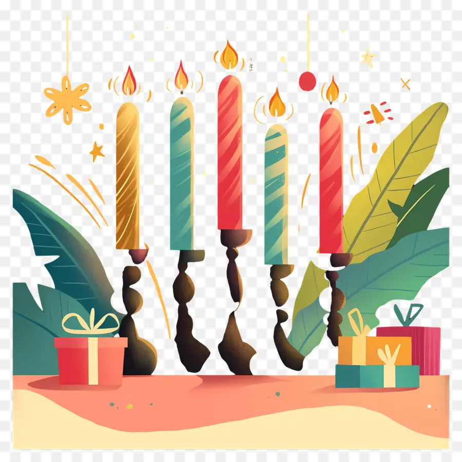 Feliz Kwanzaa，Velas Y Regalos PNG