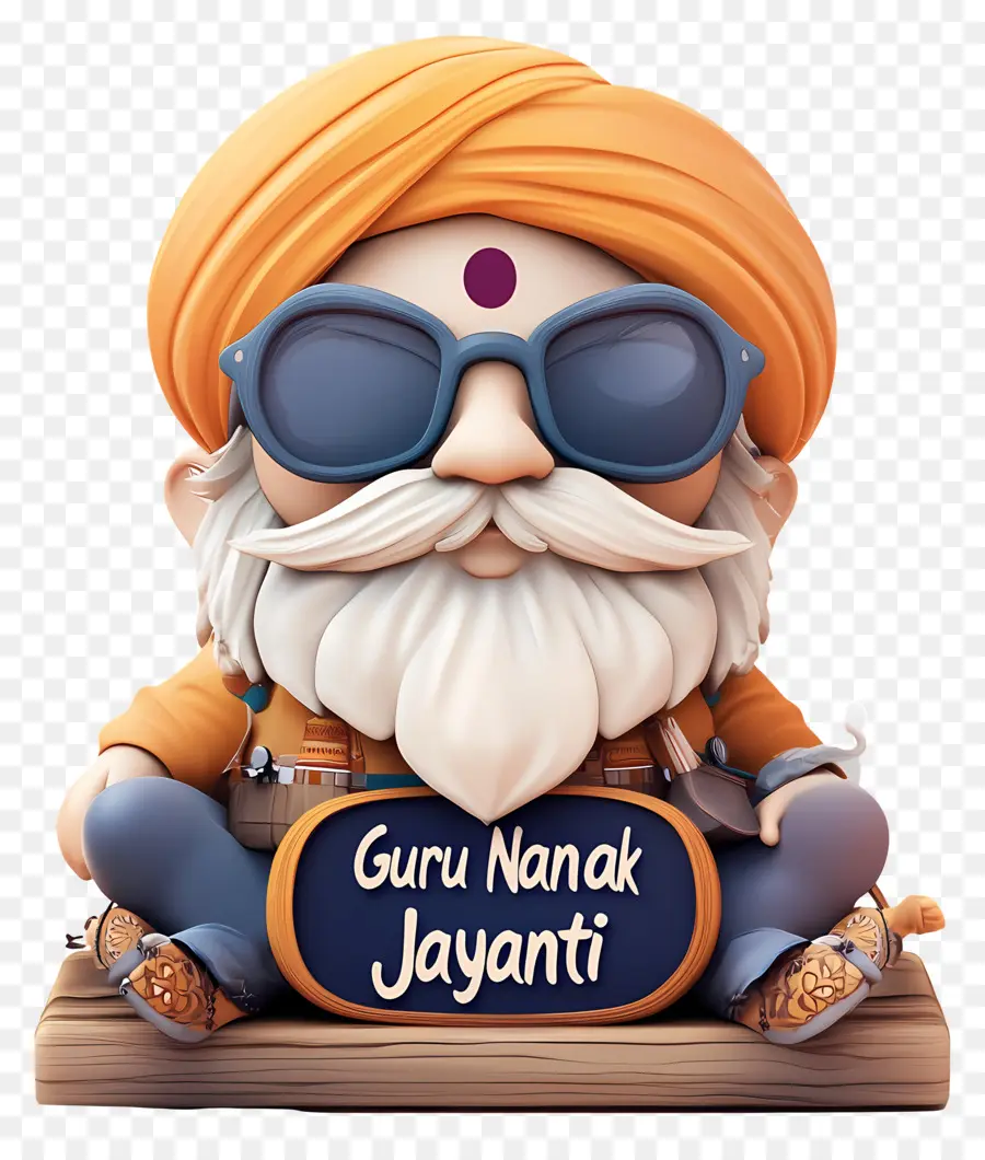 Gurú Nanak Jayanti，Figura De Dibujos Animados Con Gafas De Sol PNG