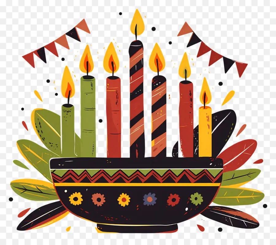 Feliz Kwanzaa，Velas En Un Tazón PNG