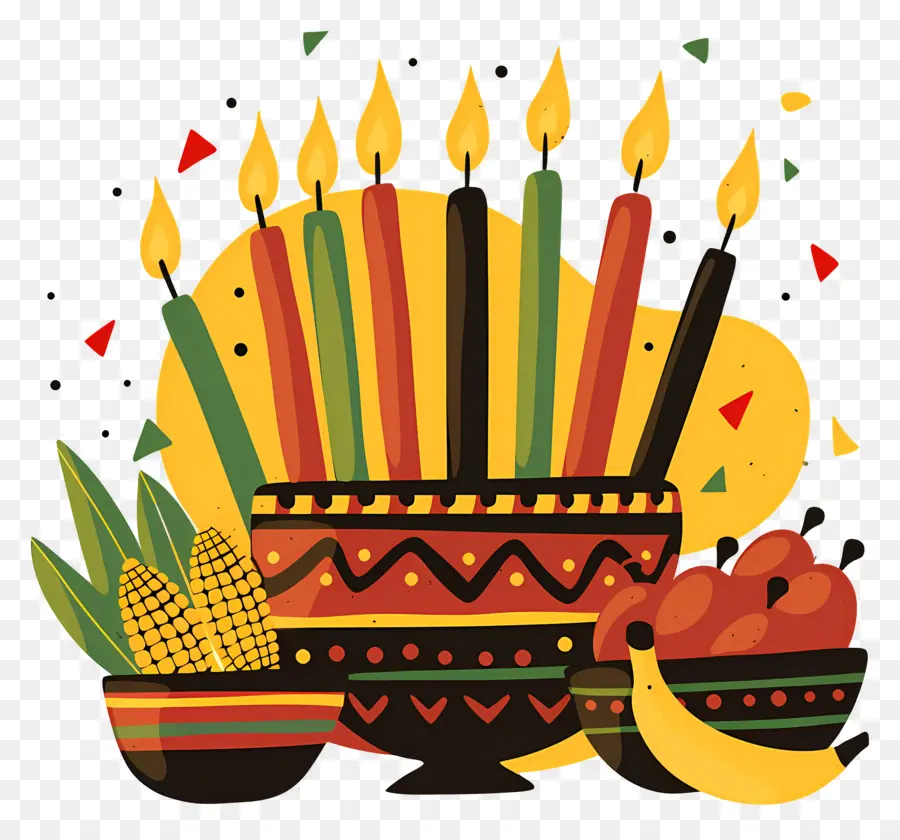 Feliz Kwanzaa，Velas En Un Tazón PNG