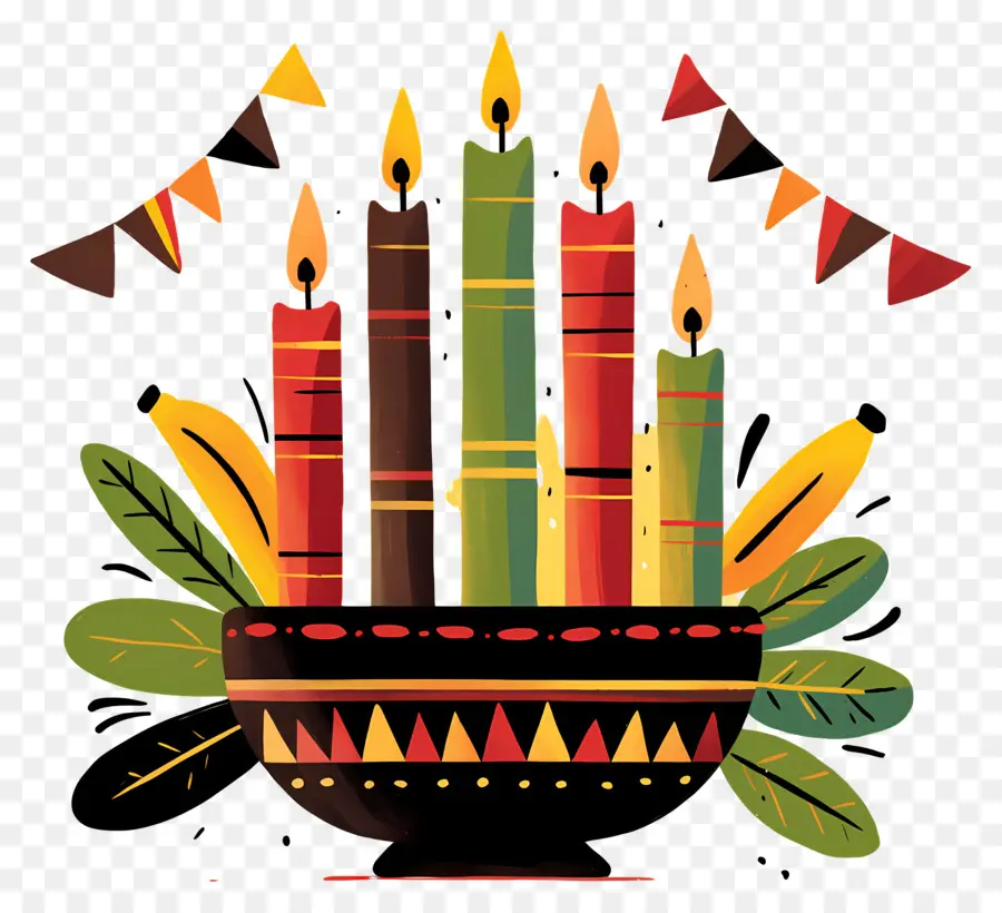 Feliz Kwanzaa，Velas En Un Tazón PNG