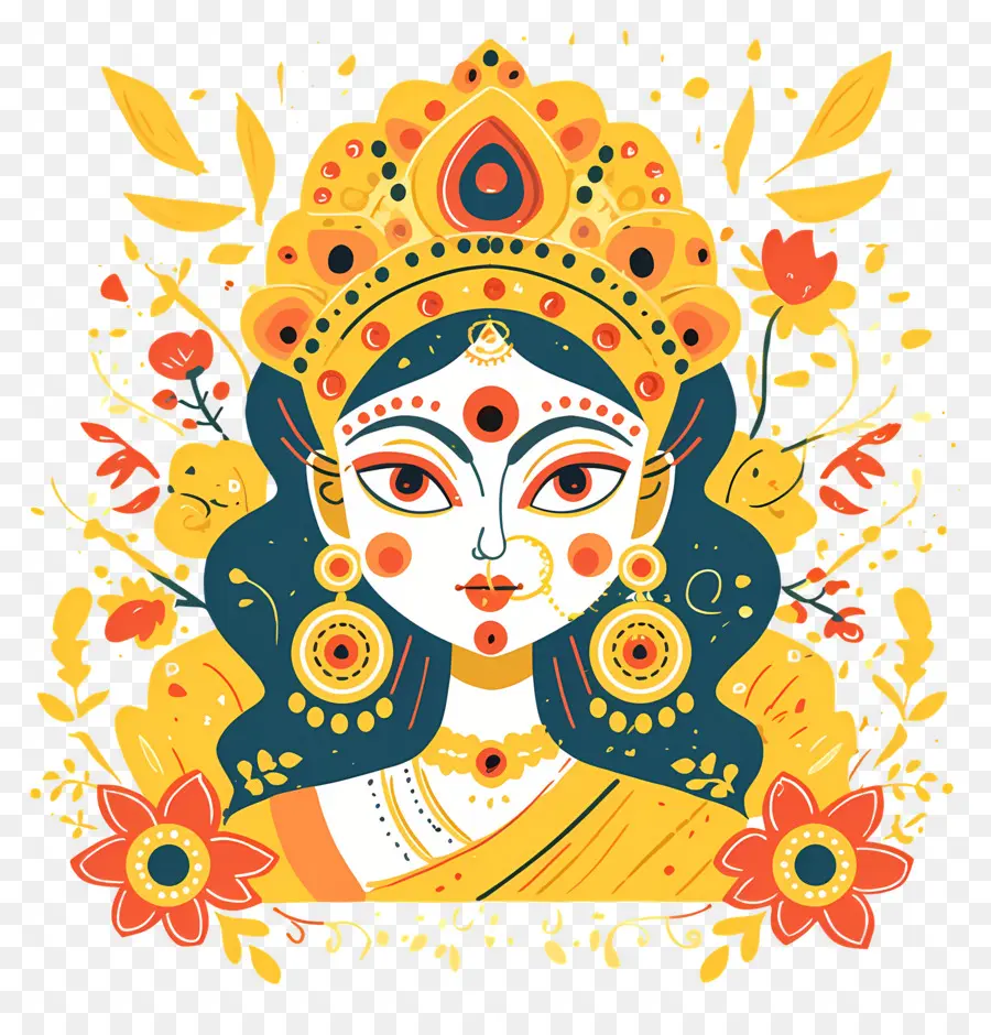 Dussehra，Ilustración De La Diosa Vibrante PNG