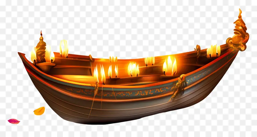 Karthika Purnima，Barco Con Velas PNG