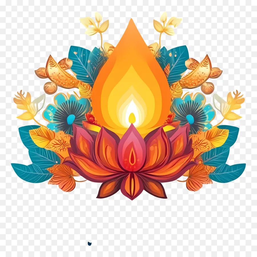 Karthika Purnima，Diya Colorida PNG