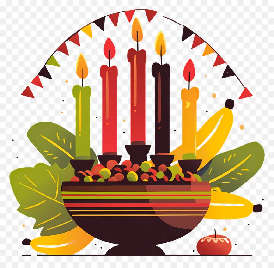 Feliz Kwanzaa，Velas En Un Tazón PNG