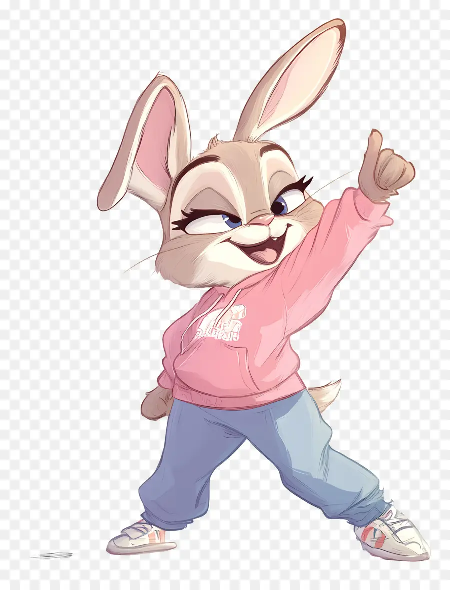 Judy Hopps，Conejo De Dibujos Animados Con Sudadera Con Capucha Rosa PNG