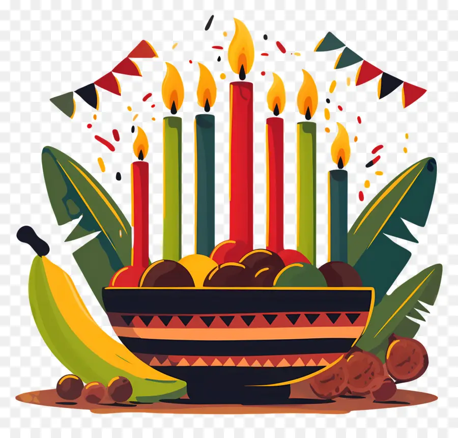 Feliz Kwanzaa，Velas En Un Tazón PNG