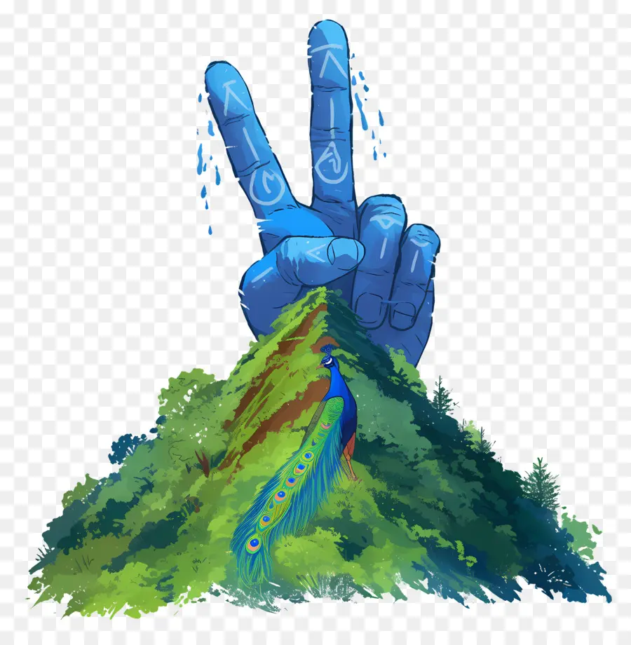 Mano Hindú，Mano De Paz Azul PNG