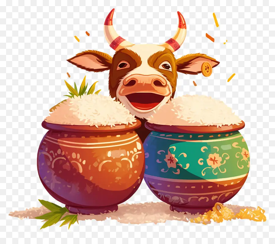 Pongal，Vaca Con Olla De Arroz PNG