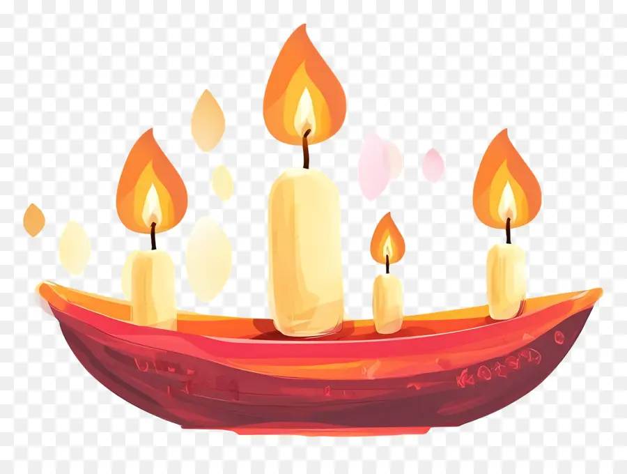 Karthika Purnima，Barco Decorativo Con Velas PNG