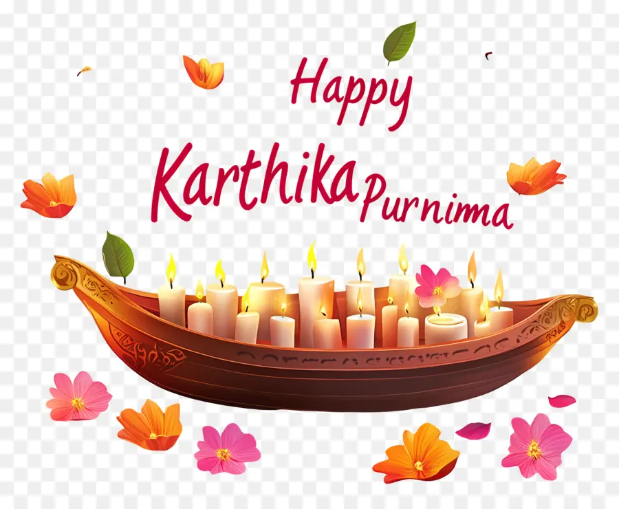 Karthika Purnima，Barco Decorativo Con Velas PNG