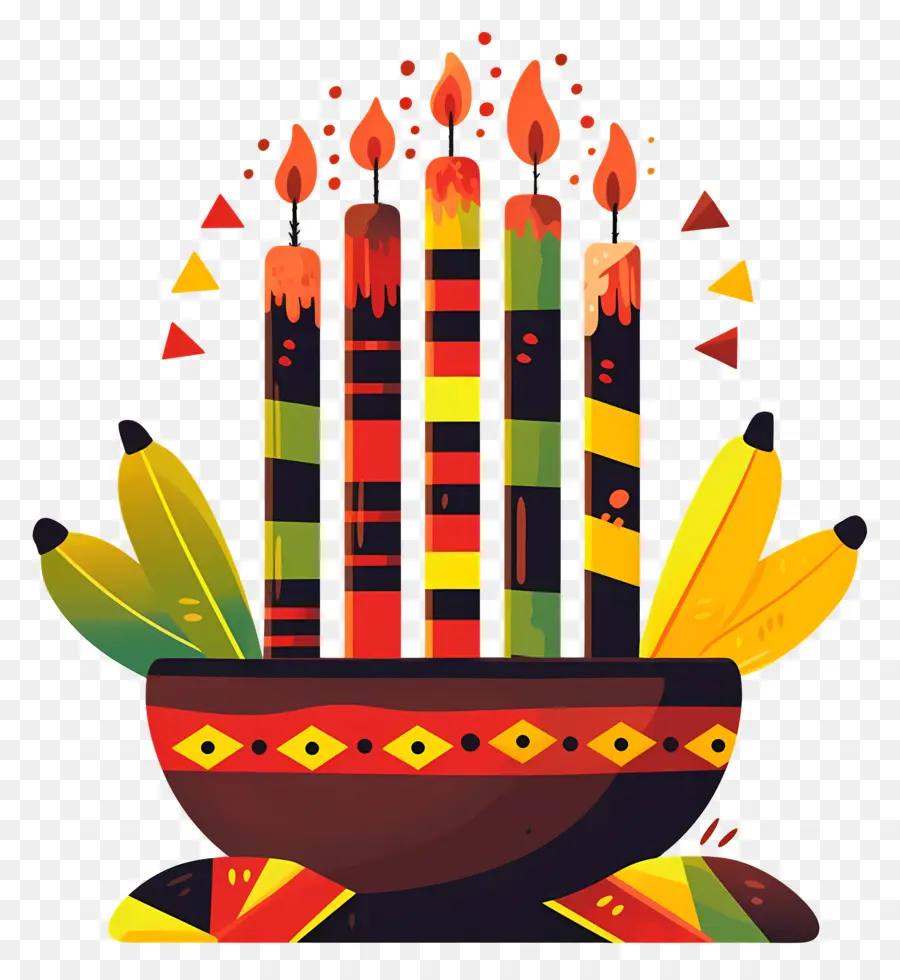 Feliz Kwanzaa，Velas En Un Tazón PNG