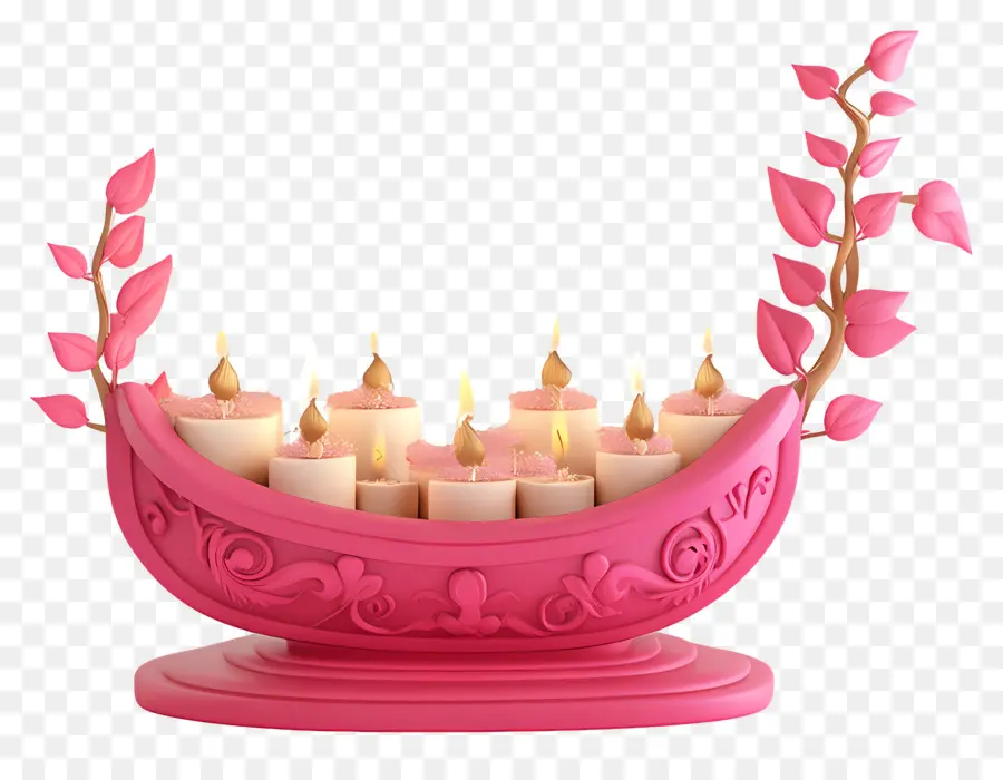 Feliz Karthika Purnima，Portavelas Decorativo Rosa PNG