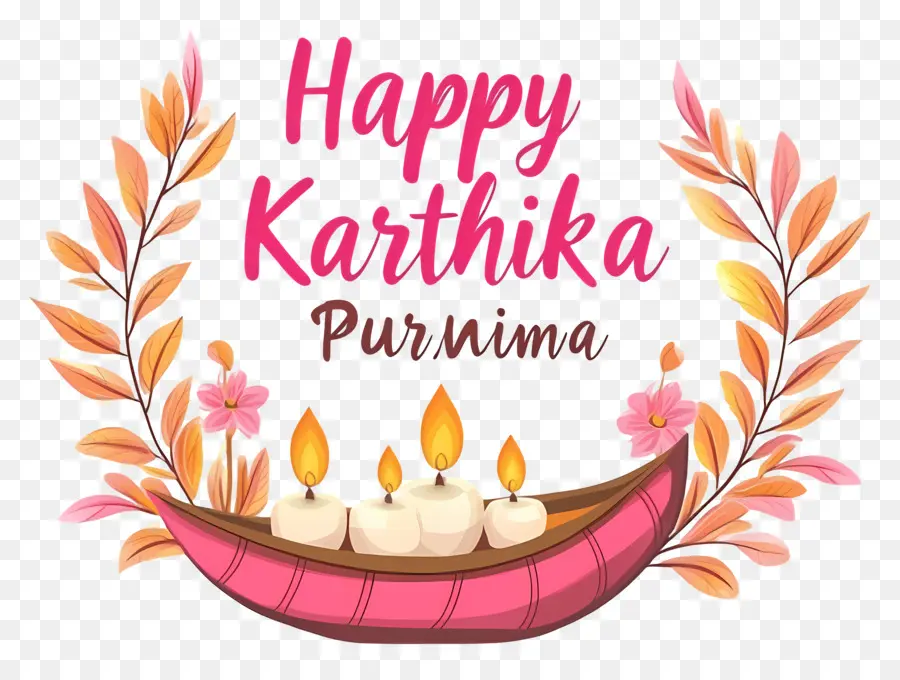 Karthika Purnima，Barco Decorativo Con Velas PNG