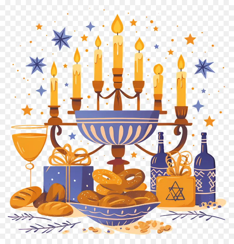 Jánuca，Hanukkah Menorah Y Golosinas PNG